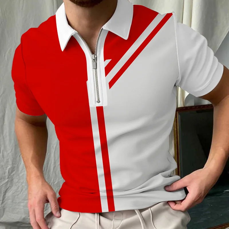 Летняя рубашка-поло на молнии в новом стиле Мужская высококачественная