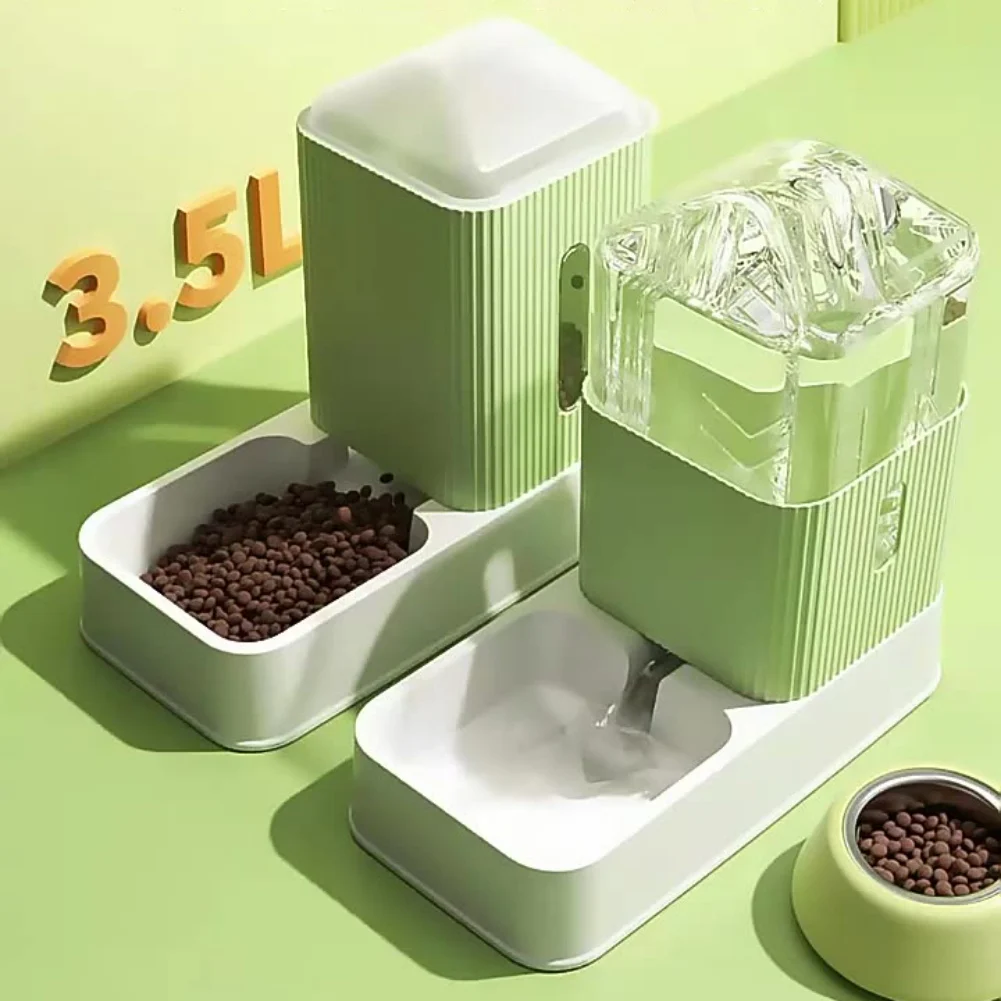 

Dog Cat Dry Food Feeding Device Auto Feeder for Home Puppy Kitten Floor Anti-slip Gravity Pet Food Feeder Water Dispensers