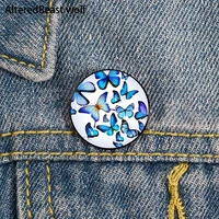 blue butterfly merchandise printed pin custom funny brooches shirt lapel bag badge cartoon enamel pins for lover girl friends