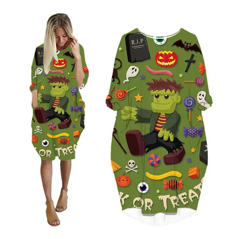 

Платье-миди женское с длинным рукавом, модная повседневная Летняя одежда, аниме одежда на Хэллоуин, большие размеры