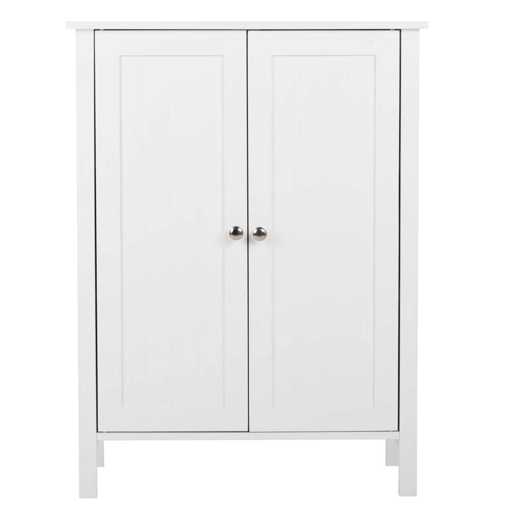 

Double Doors Bathroom Cabinet White Simple And Modern Style Double Doors And Three-Layer Standing Cabinet Bathroom Furniture