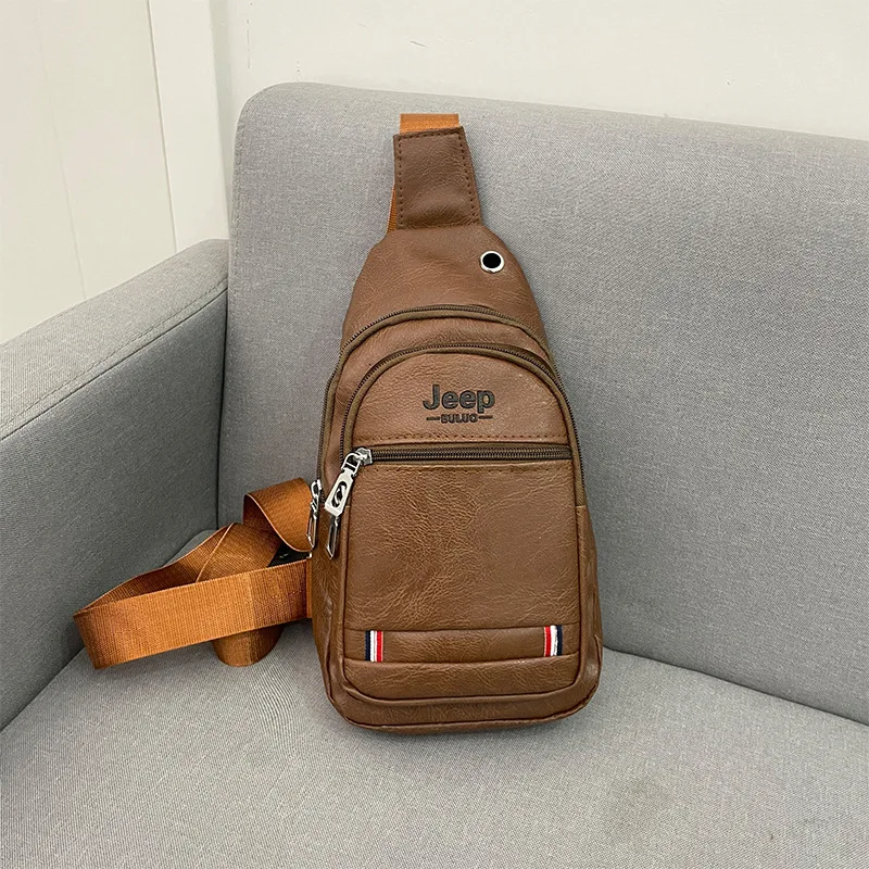 

Jeep Buluo fashion Chest Bag Men Sling Crossbody Bag Man's Crossbody Bag Split Leather High Quality for Man Casual Bags