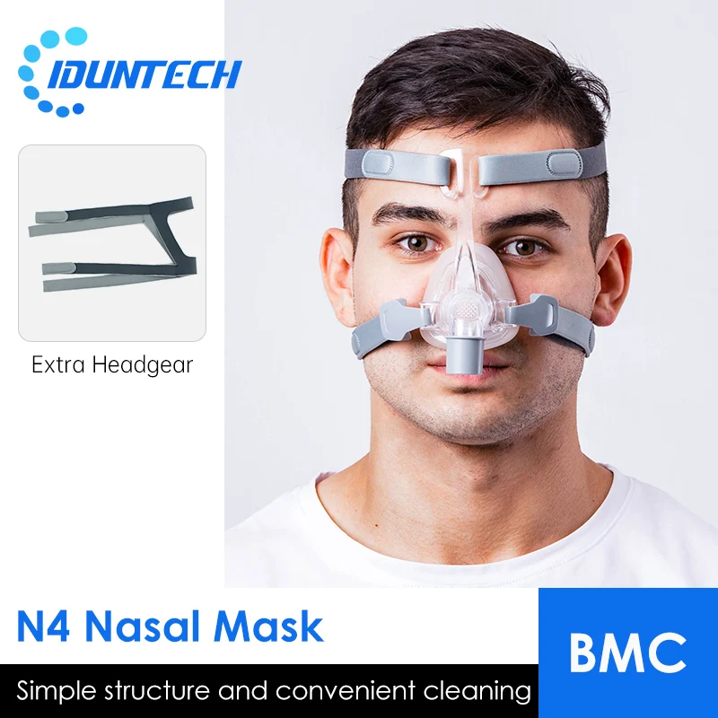 

BMC CPAP NM4 N4 Nasal Mask For All Sizes Face And Extra Headgear CPAP and Auto CPAP APAP Mask Sleep anti-Snoring Apnea SML Sizes