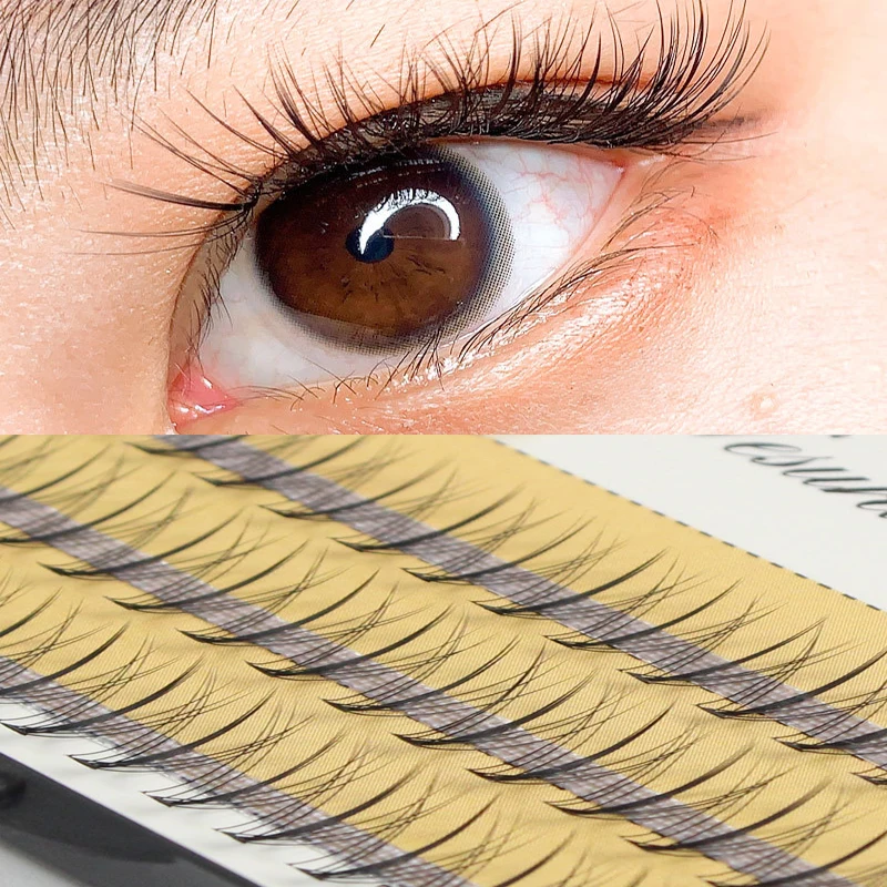 

60pc 10D Eyelash Extensions 0.1mm Thickness True Mink Strip Eyelashes Individual Lashes Natural Style 1box Plastic Black Band