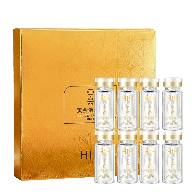 

8 Bottle/160Pcs Face Lift Plump Protein Thread Line No Needle 24K Gold Protein Line Absorbable Anti-wrinkle Face Filler Collagen
