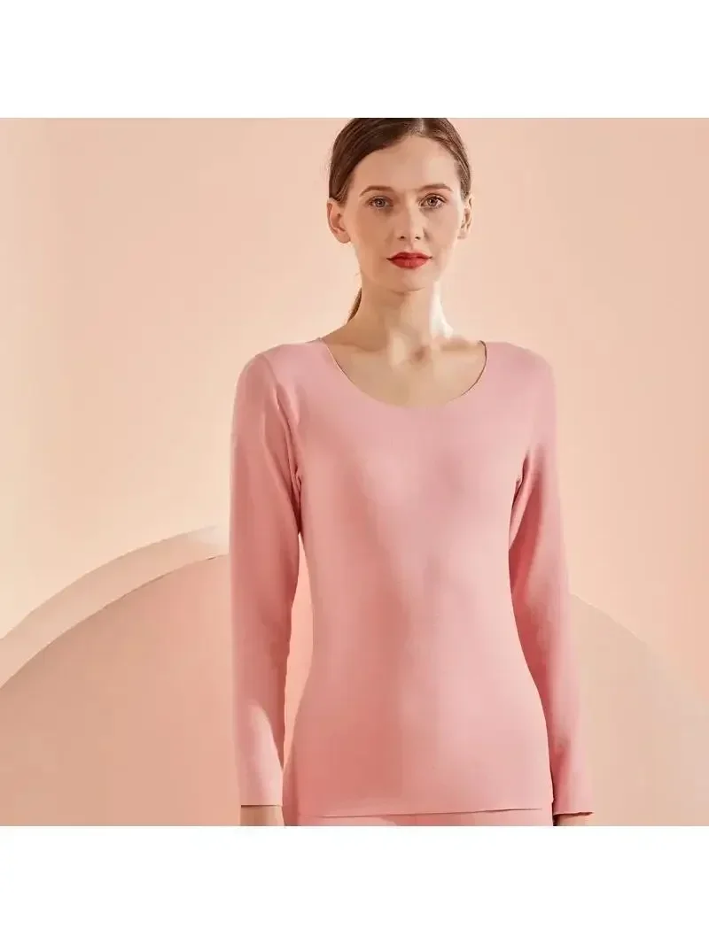 Warm base shirt for women with long sleeves and tight fitting top autumn winter low neck slim fit underwear