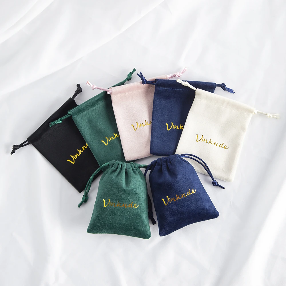 100pcs Bulk Velvet Packaging Pouches Luxury Wedding Favor Candy Goodie Bags Custom Logo Drawstring Jewelry Organizer Gift Bag
