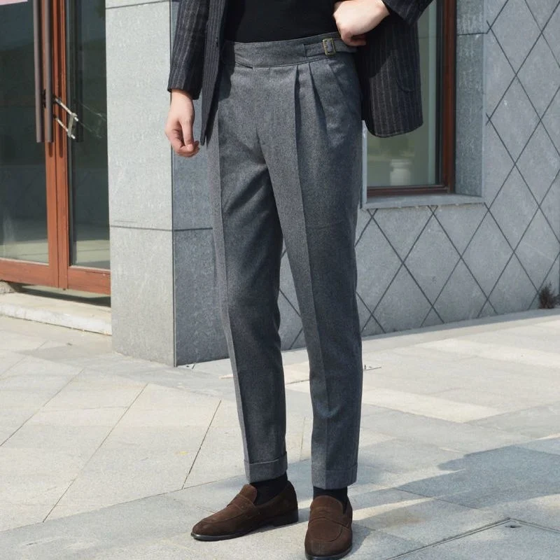 

2023 Spring Autumn Men New Fashion Solid Color Suit Pants Male Business Slim Fit Dress Office Ankle Trousers W124