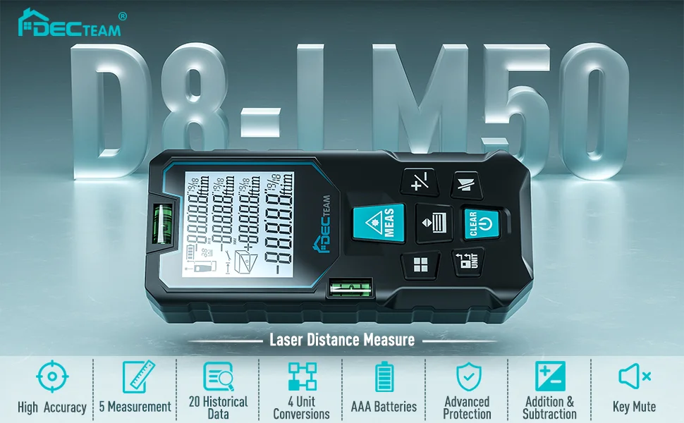 Лазерный дальномер Decteam D8-LM50 120 м с функцией записи данных (art.: 3920dcd0bba7b) - 3920dcd0bba7b