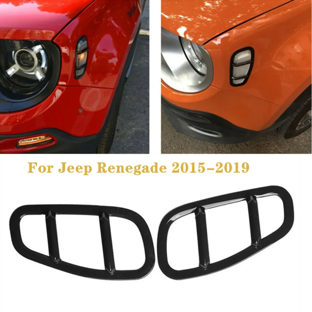 

2xSide Lamp-Cover ABSPlastic Side Lamp-Cover For Jeep For Renegade 2015-2019 Side Lamp Cover Black Car Styling Accessories