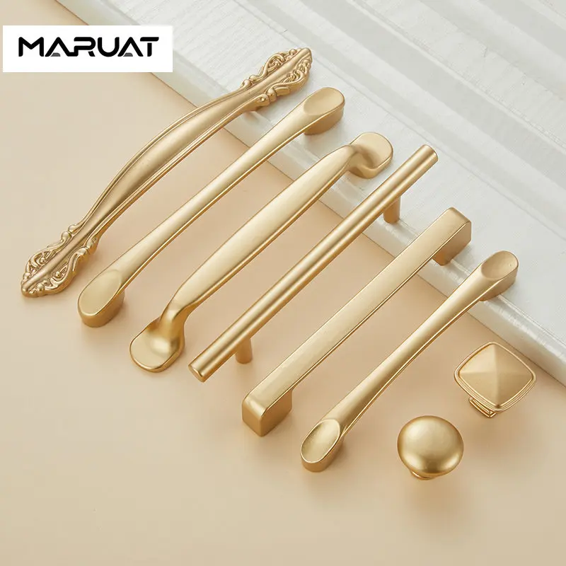 

Home House Furniture Cabinet Drawer Handle Knob Round Square Gold 64/96/128/192mm Hole High Quality Dresser Cupboard Door Pull