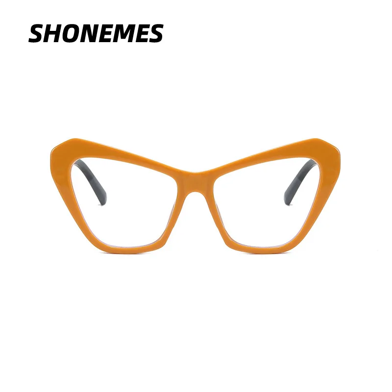 Фото SHONEMES оправа для очков «кошачий глаз», стильные женские очки, оптические очки с защитой от синего света, желтые, черные для женщин №2