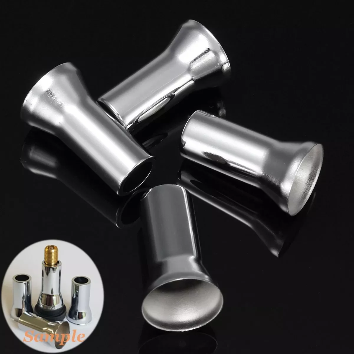 

Chrome Alloy Unverisal Silver Wheel Tyre Valve Caps Stem Dust Cover Covers 27mm 20mm Alloy TR414