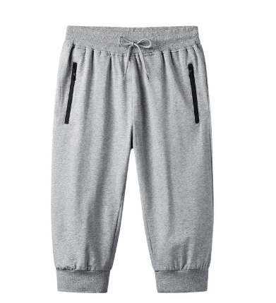 

2022 summer pure cotton pants men's thin section loose casual trousers large size sports shorts tie men's seven-point pants M5XL