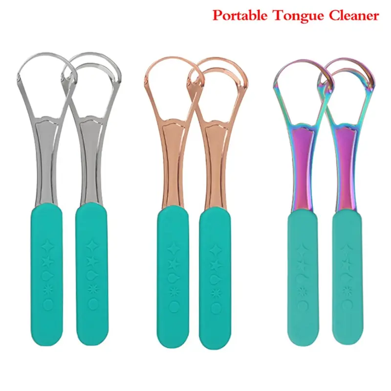 

Скребок для языка из нержавеющей стали с портативным дорожным устройством, средство для очистки языка в форме буквы U, щетка для языка для полости рта, свежее дыхание для взрослых