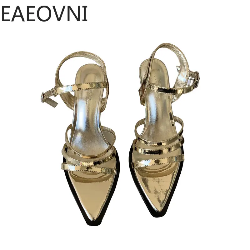 2023 Summer New Pointed Toe Women Sandals Fashion Narrow Band Thin High Heel Shoes Ladies Elegant Outdoor Party Dress Sandalias images - 6
