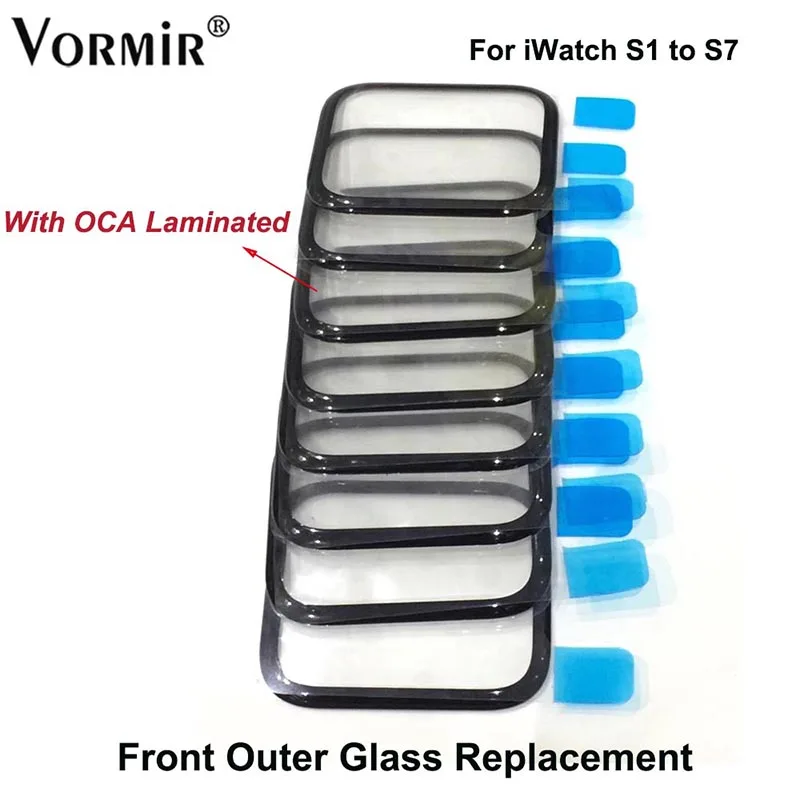 

10Pcs/lot Front Outer Glass Lens Cover With OCA For Apple Watch Series 4 5 6 SE 38/42/40/44mm LCD Touch Screen Glass Replacement