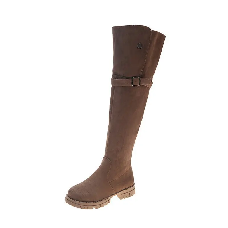 Роскошные женские ботфорты Челси с тонкими штанинами на молнии толстом каблуке