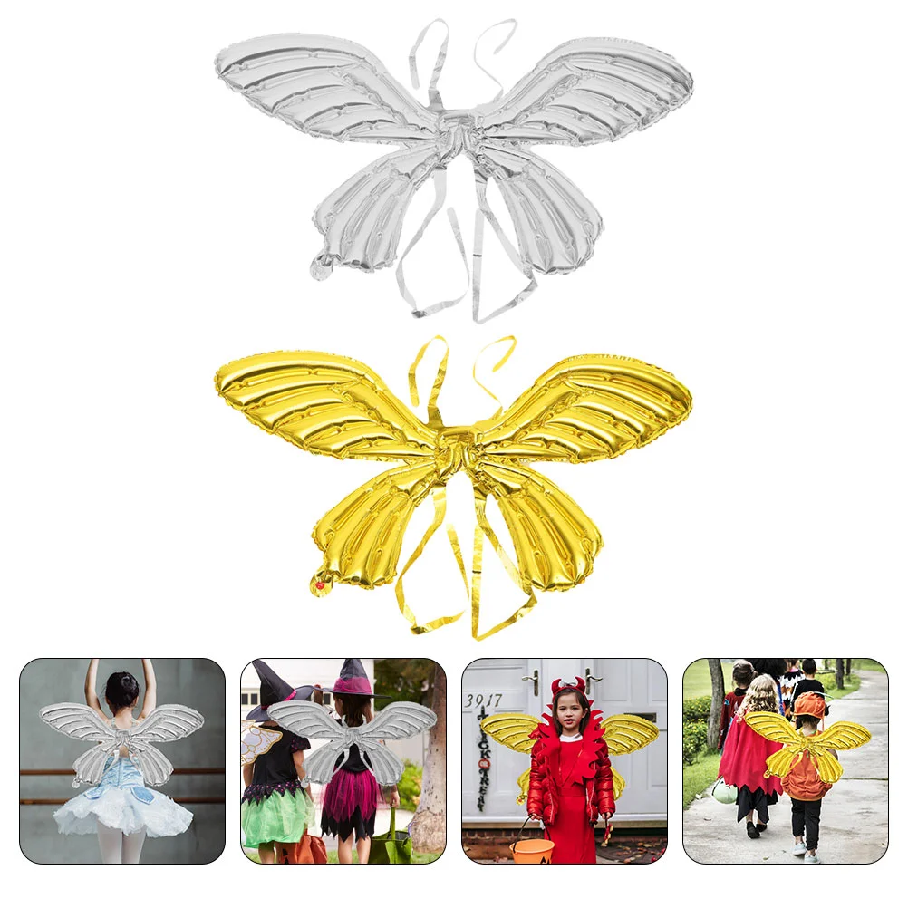 

2 Pcs Wings Balloon Kids Fairy Prop Girls Cosplay Decorations Foil Balloons Butterfly Costume Teen Clothing Butterflies Shape