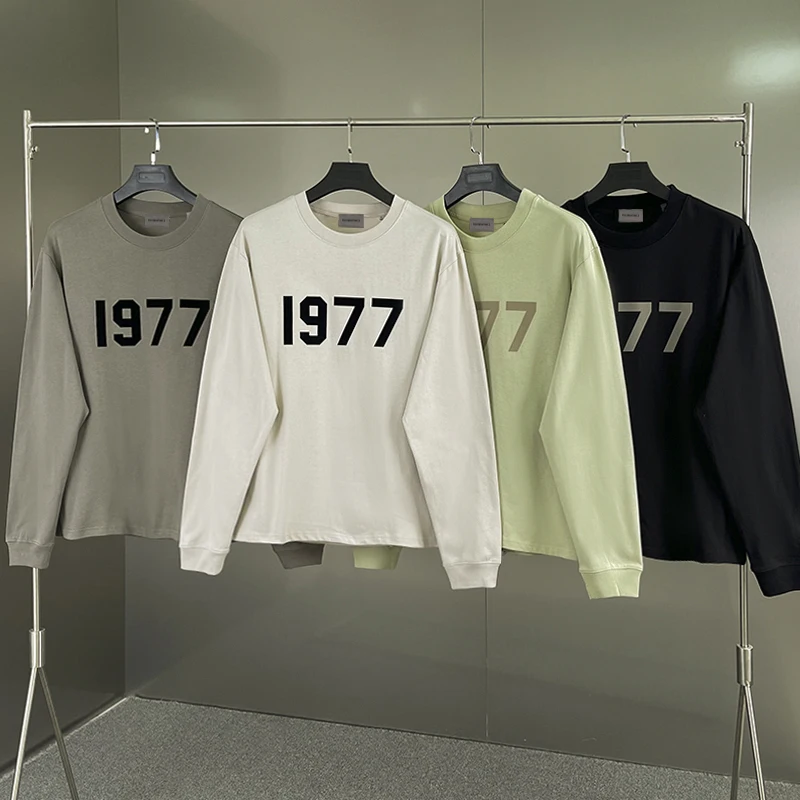 

Fashion Essentials Long Sleeve T-shirt Flocking Logo Cotton Tops Tees High Street Hip-Hop Men And Women Long Sleeve T-shirt