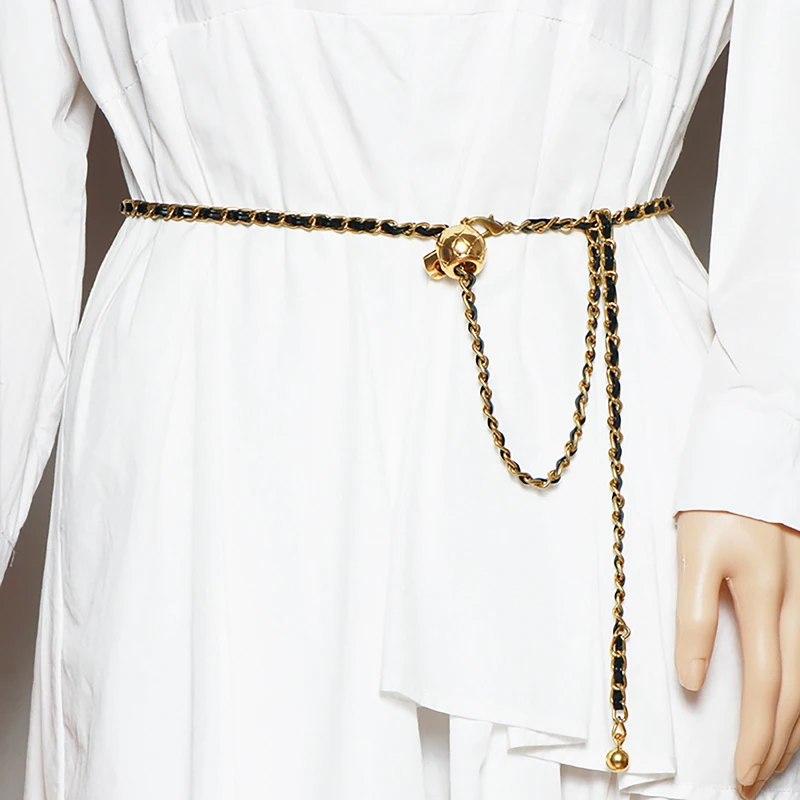 

Fashion Chain Belt For Women Metal Waist Chain Designer Luxury Brand Female Dress Jeans Decoration Waistband