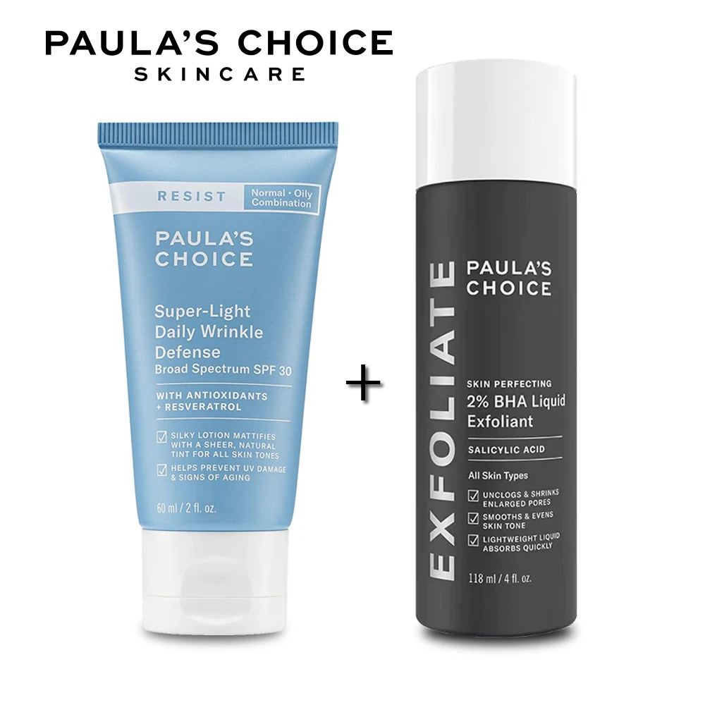 

Paulas Choice Resist Super-Light Daily Wrinkle Defense SPF30 Moisturizer 60ml + Paula's Choice EXFOLIATE Skin Perfecting 118ml