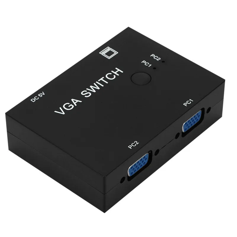 Компьютерный VGA-переключатель с двумя входами и одним выходом для совместного использования дисплея.