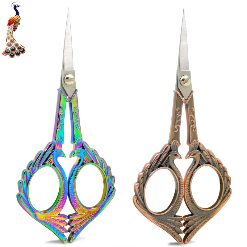 

1Pcs Stainless Steel Vintage Scissors Peacock Floral Retro Embroidery Scissors Short Fabric Cutter Tailor Sewing and Quilting