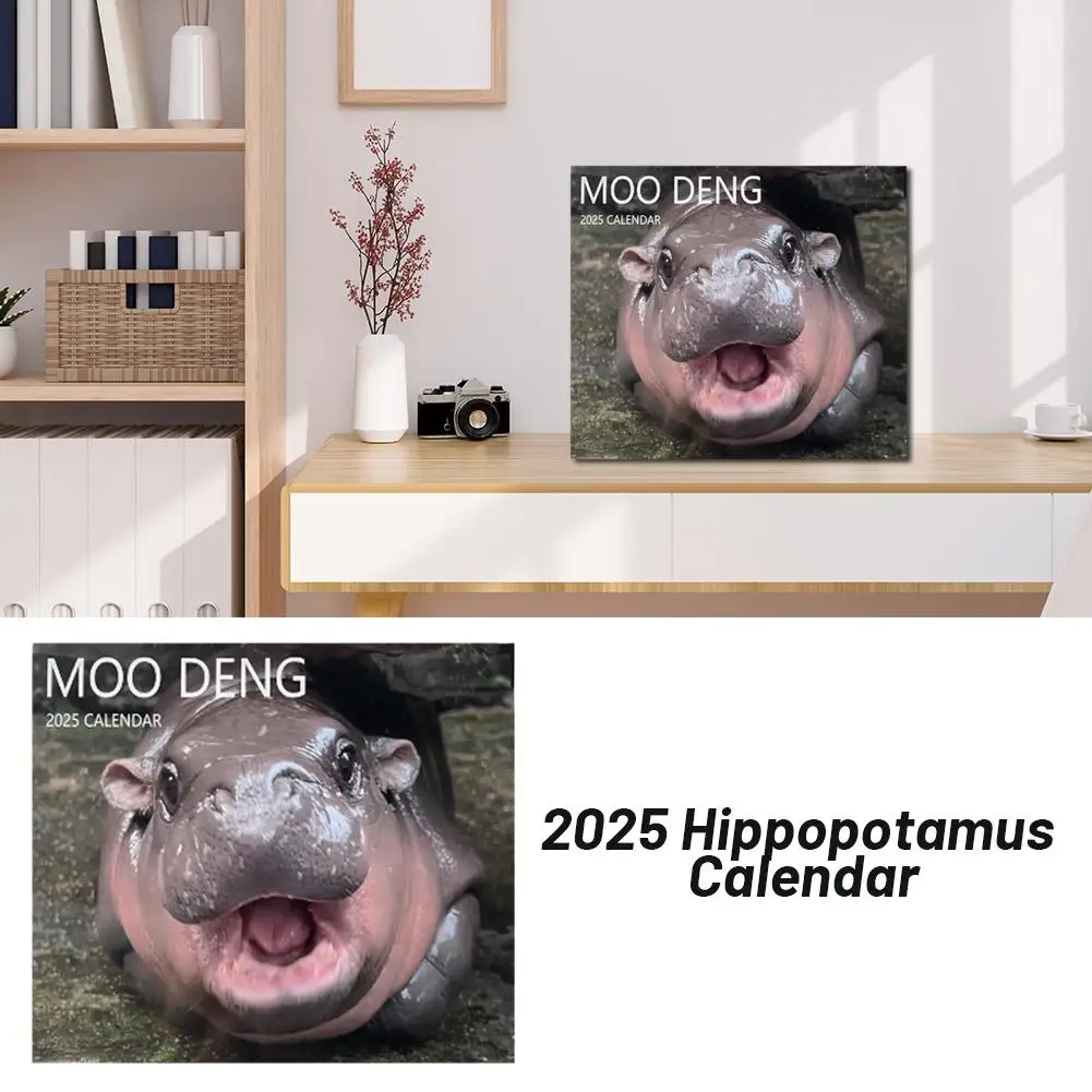 Новый календарь Hippo Moo Deng настенный современный для дома милое украшение