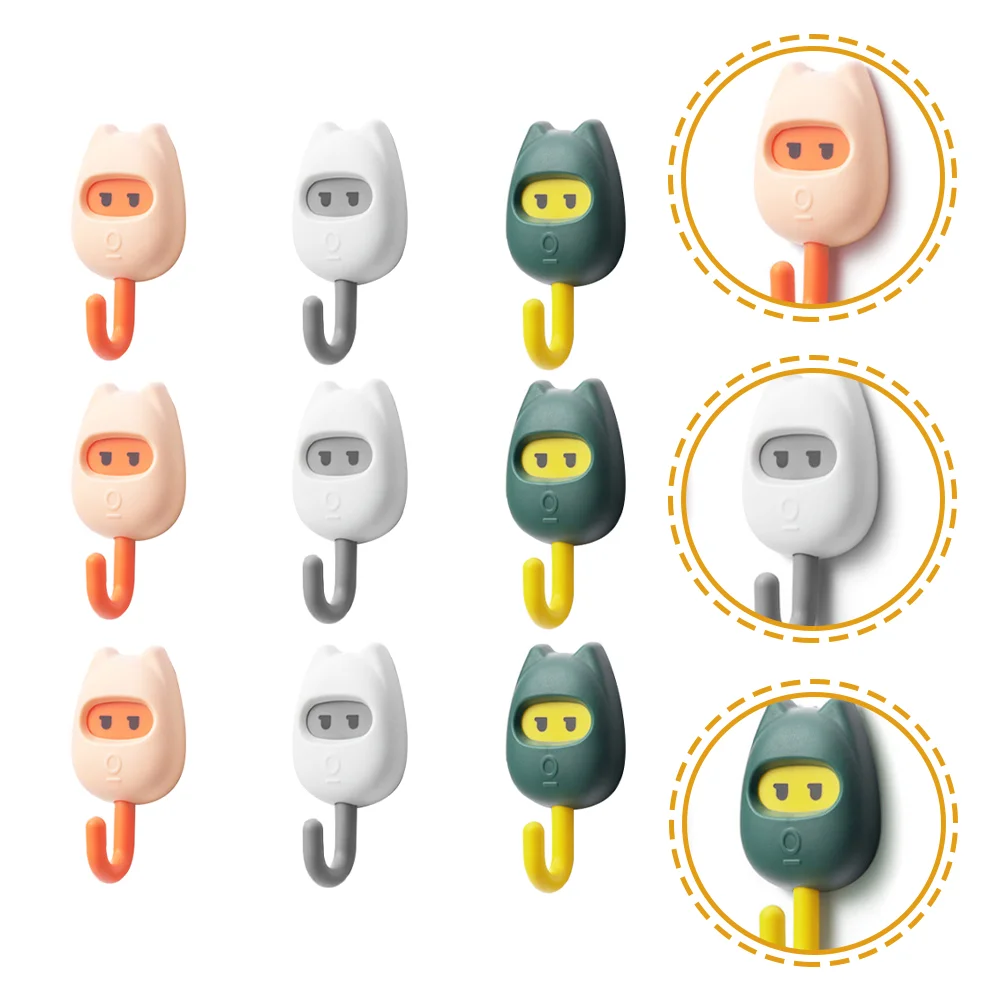

9pcs Nail-free Seamless Wall Hooks Adhesive Hooks Decorative Wall Sticky Hooks