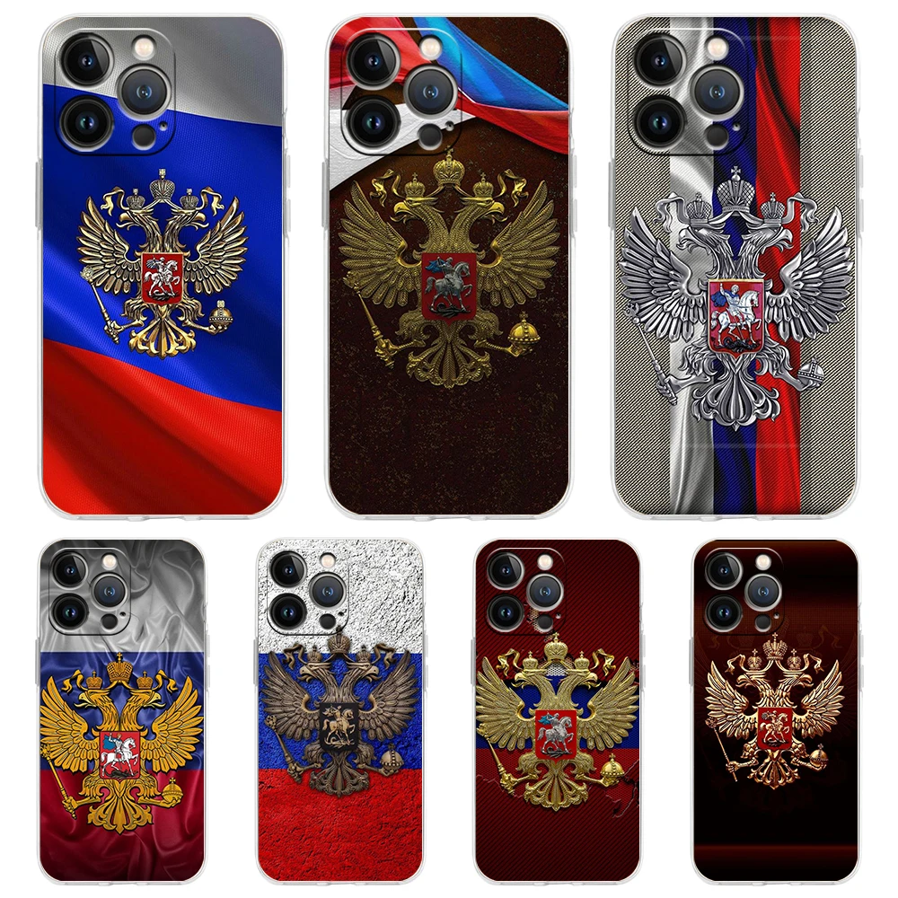 

Russian Flag Case for iPhone 14 13 12 Pro Max Cover Transparent Soft for iPhone 11 Pro Max 7 8 Plus X XS XR SE2020 Shell Coque