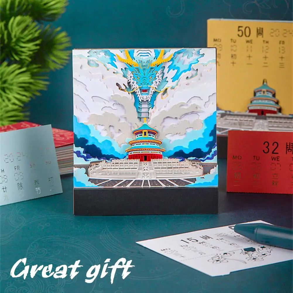 

3d Notepad Cubes Weekly Calendar 2024 68 Sheets Xianglong New Memo Gifts Christmas Pad Year House Note V4x0