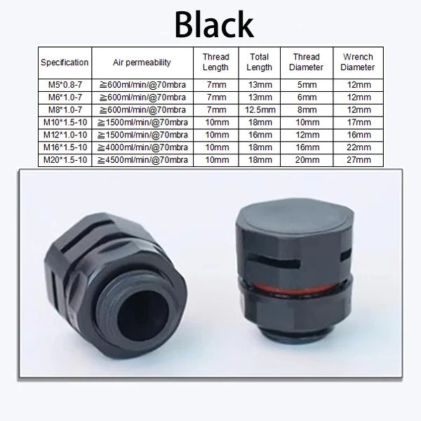 

10 шт. Нейлоновые вентиляционные клапаны M5 M6 M8 M12 M16 M20 IP68