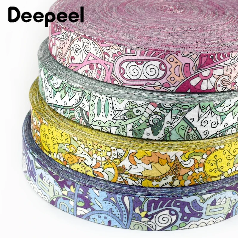 

5/10M Deepeel 38mm Printed Jacquard Nylon Webbing 1.2mm Thick Double Sided Ribbon Tape Luggage Strap Band DIY Sewing Accessories