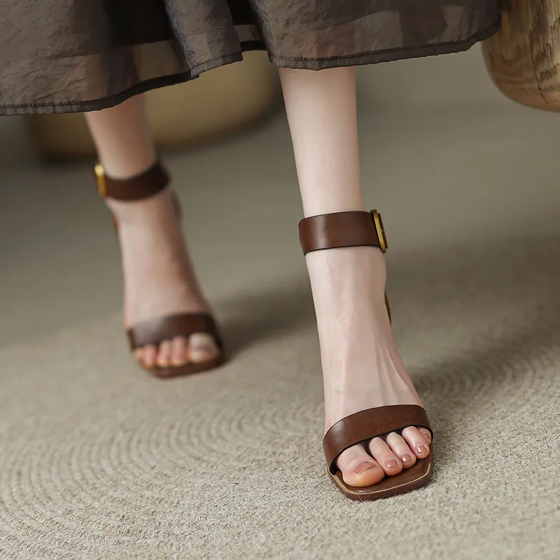 

Original Chic Giant Thin Open Toe Sandals Women's Summer New Retro Thick High Heels Sandals Women Sandaleas De Mujer Pumps