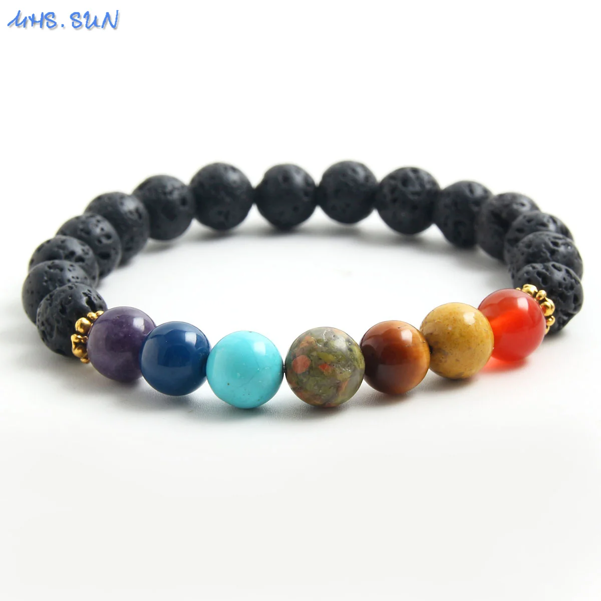 MHS.SUN Charkra Йога Исцеление халцедон гранитные бусины Браслеты стальные аксессуары