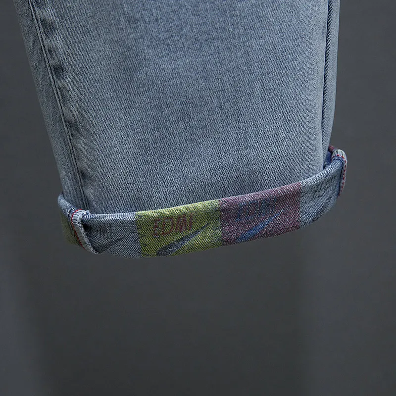 7XL-S Plus Size 2023 New Korean Cashew Trend Casual High Street Male Port Style Couple Jacquard Wide-Leg Daddy Jeans