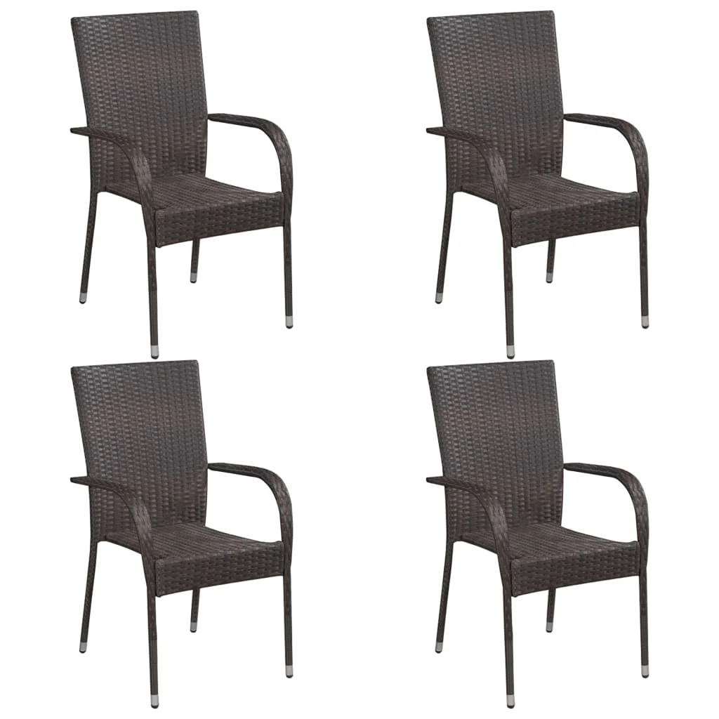 

Stackable Garden Chair of 4, Poly Rattan Outdoor Seat Chair, Patio Furniture Brown 55.5 x 53.5 x 95 cm