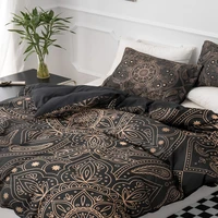 Bohemian Mandala Duvet Cover Set King/Queen size,black Gypsy Boho Chic Hippie Floral Exotic 3 Piece Bedding Set for adults women