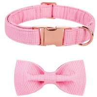 personalized unique style paws pink dog collar girl dog collar with bow tie pet dog collar for large medium small dog