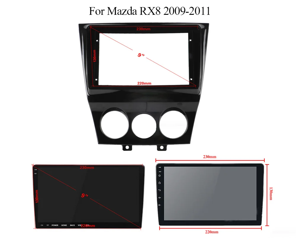 

9 Inch Car Fascia for RX-8 RX8 2008-2013 Audio Adaptor Facia Refitting Panel Dashboard One Din Car Frame Kits