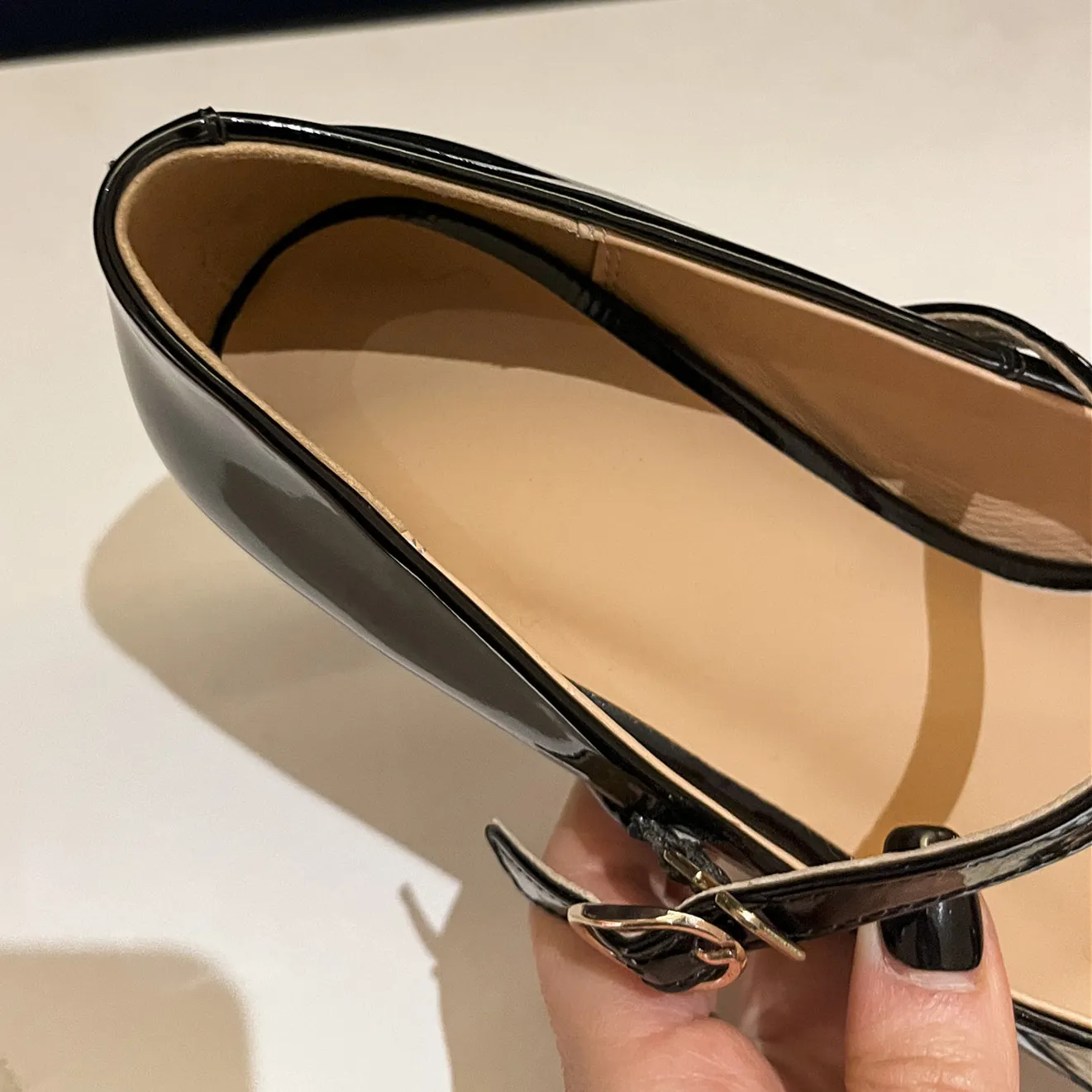 Women Patent Leather Pumps Mary Janes Pointed Toe Thin Med Heels Wedding Spring Autumn Sexy Handmade Shoes Extra Big Size 46 47