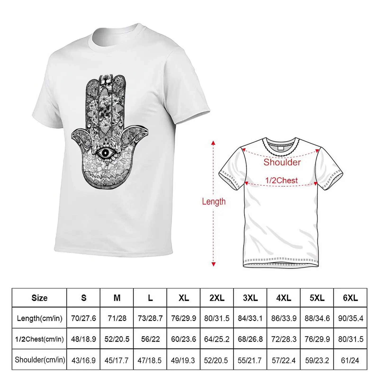 Фото Футболка Hamsa Hand 2.0, мужская футболка из 100% хлопка, роскошные брендовые футболки для мужчин, футболки с графическим рисунком, мужская однотонная футболка №2