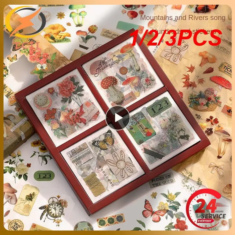 

1/2/3PCS Mr.paperSet Vintage Butterfly Sticker Gift Box Aesthetic Flower Mushroom Scrapbooking Decoration Stationery Stickers