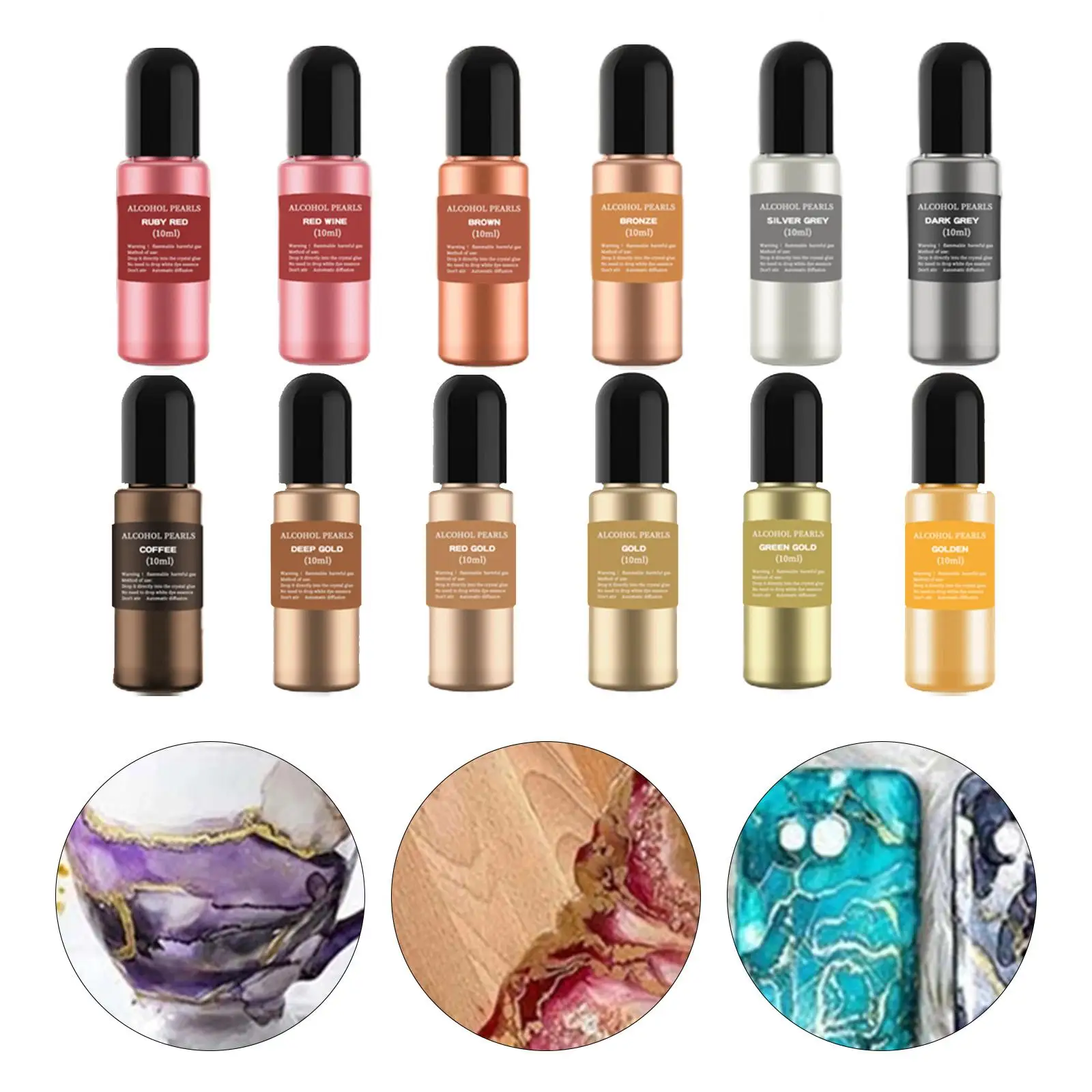 

Металлические чернила для эпоксидной смолы, 12 цветов