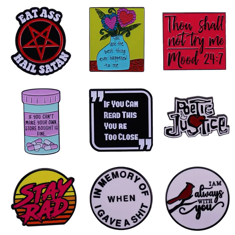 

Funny Literature Quotes Brooch Pin Classic Badge Creative Metal Enamel Pin Backpack Hat Decorative Accessories Jewelry Gifts