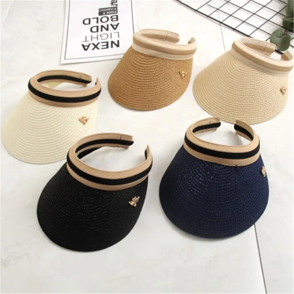 

2022 New Women Summer Visors Hats Empty Top Sun Hat Wide Large Brim Beach Hats Straw Hats Femme Outdoor Beach UV Protection Caps