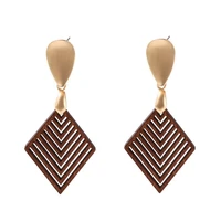 kharisma fashion jewelry geometric shutters wood with alloy splicing dangle earrings for women girls 2022