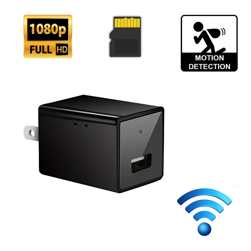 

Smart Home Baby Monitor CCTV WiFi Camera Plug USB Charger 166 Wide Lens 1080P HD Camcorder Night Vision Security Video Recorder