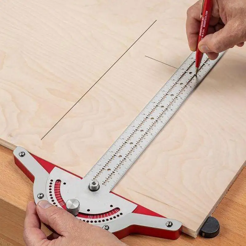 

Stainless Steel Woodworking Edge Ruler Protractor Angle Finder Vernier Caliper Measure Tool Baseboard Crafts Carpenter Tool